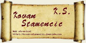 Kovan Stamenčić vizit kartica